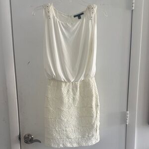 Sleeveless Ivory Lace-Trim Dress